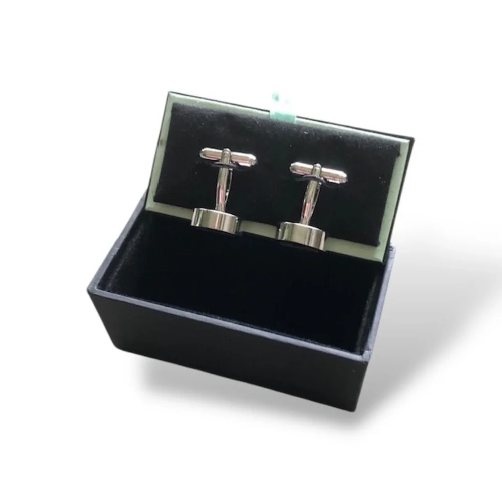 Bey-Berk Silver Rhodium Plated Round Cufflinks With Dr Pepper Logo Size OS
